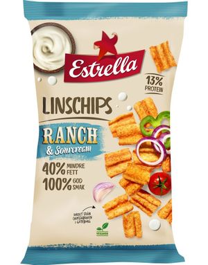 Estrella Linschips Ranch & Sourcream Potetgull 110 gram - Vegansk
