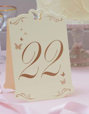 12 stk Beige Bordsnummerkort 13-24 - Butterfly Dream
