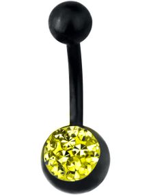 Svart Navelpiercing med Vit Sten