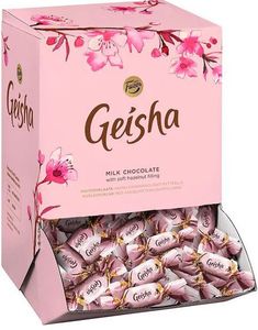 3 kg Geisha Milk Chocolate - Mjölkchokladbitar med Hasselnötsfyllning i Dispenserask