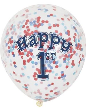 6 stk 30 cm Happy 1st Flerfärgade Konfettiballonger