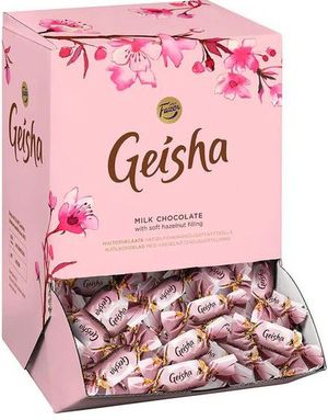 3 kg Geisha Milk Chocolate - Mjölkchokladbitar med Hasselnötsfyllning i Dispenserask