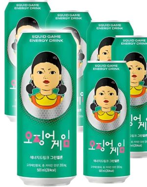 6 st Squid Game Energy Drink Green Melon - Energidryck med Grön Melon - Hel Paket 3 liter (Korea)