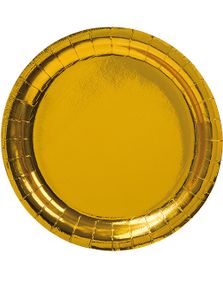 8 stk Metalliskt Guldfärgade Papptallrikar 23 cm
