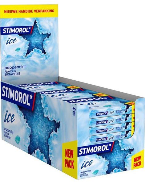 27 stk Stimorol Ice Peppermint - Sukkerfri Tyggegummi med Spearmintsmak og Fyll 16,8 g - Hel Eske