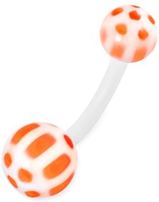 Vit och Orange Navelpiercing i Bioplast