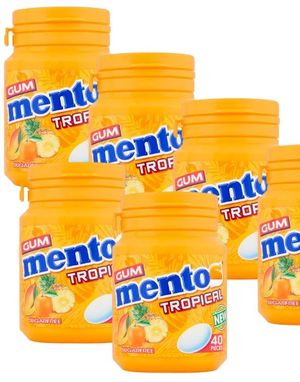 6 St Mentos Gum Tropical - Sockerfri Tuggummi med Tropisk Smak - Hela Lådan