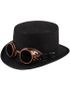 Svart Cylinderhatt Dekorerad med Bronsfärgade Steampunk Goggles