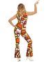 70-tals Retro Rutor Jumpsuit-dräkt