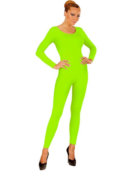 Neongrön Bodysuit med Ben och Långa Ärmar