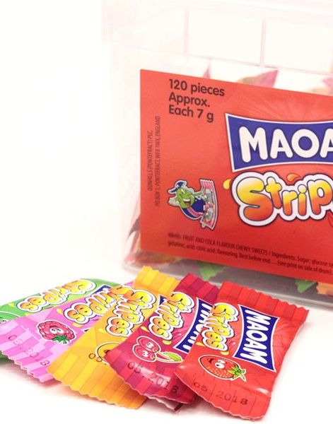 Haribo Maoam Stripes Karamell - Kartong med ca 120 stk