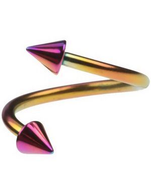 Curve Flerfärgad Ögonbrynspiercing med Spike Kulor - 1.2 x 10 mm