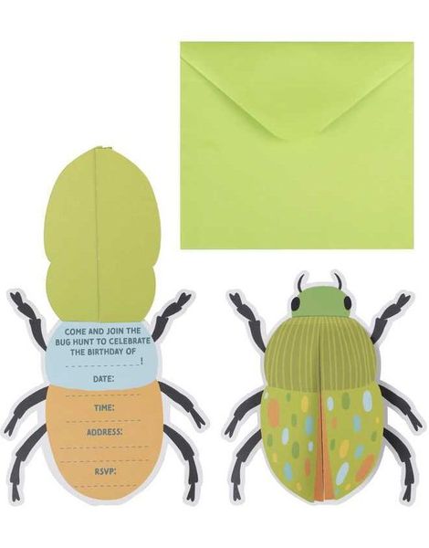 5 stk Invitasjoner Pop Up Insekt - Bug Party