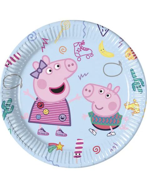 8 stk Papptallrikar 23 cm - Greta Gris