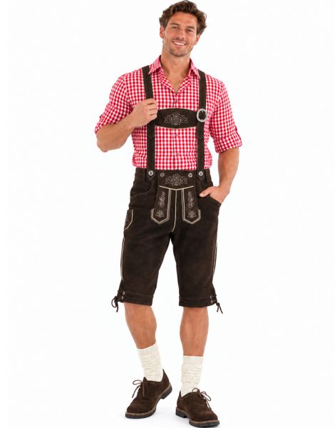 Autentisk Mørk Brun Lederhosen i 100% Kvalitetskinn