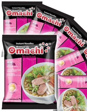 30 st OMACHI Noodles Rib Soup Style - Potatisnudlar med Smak av Revbensspjäll - Hela Lådan 2,37 kg (Vietnam)