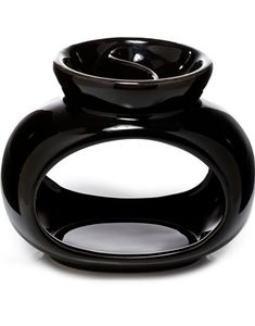 Keramisk Svart Oval Aromalampa med Tvådelad Oljeskål 13,5 cm