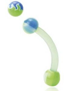Flames in Blue and Green - 1.2 x 8 mm Ögonbrynspiercing