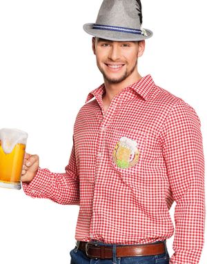 Röd och Vit Rutig Oktoberfest Maskeradskjorta