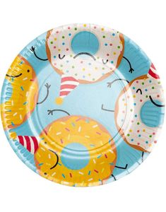  8 st Pappersassietter med Munkar/Donut Motiv 23 cm