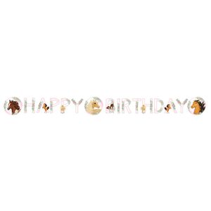 "Happy Birthday" Bokstavsbanner med Hästtema 15x140 cm - Beautiful Horses