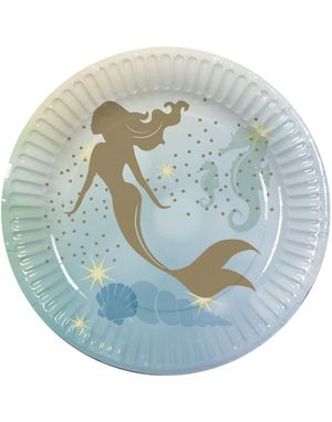 10 st Papperstallrikar med Sjöjungfru/Mermaid Motiv 23 cm