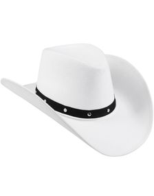 Hvit Cowboyhatt med Svart Band och Nitar
