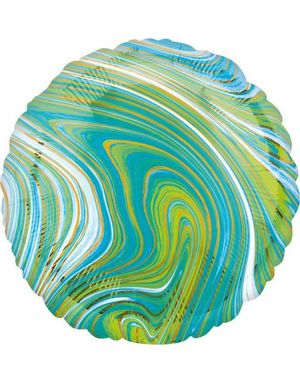 Blå, Grønn og Gullfarget Marble Folieballong 38 cm