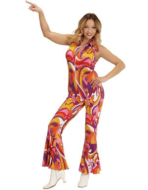 70-tals Psykedelisk Orkide Jumpsuit-dräkt