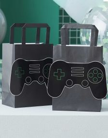 5 Svarte Pop-Out Spillkontroller Godte/Partypose i Papir 19 cm