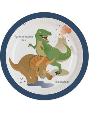 8 st Happy Dinosaur Tallrikar 23 cm