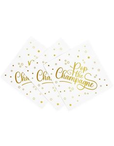 20 stk Pop the Champagne - Hvite Servietter 33x33cm