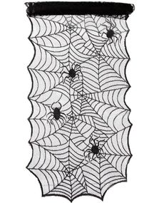 Svart Spindelvev Bordløper med Edderkopp Motiv 180 cm x 44 cm