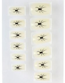 12 stk Glow in the Dark Lösnaglar med Spindlar