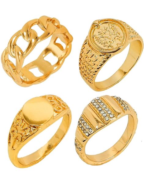 4 stk Gullfarget Bling Ringer
