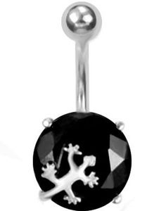 Salamander On Black Diamond Navelpiercing - Silverfärgad