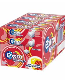 16 st Extra Refreshers Strawberry Lemon - Tuggummi med Smak av Jordgubbe och Citron - Hela Asken 249,6 gram (Sockerfri)