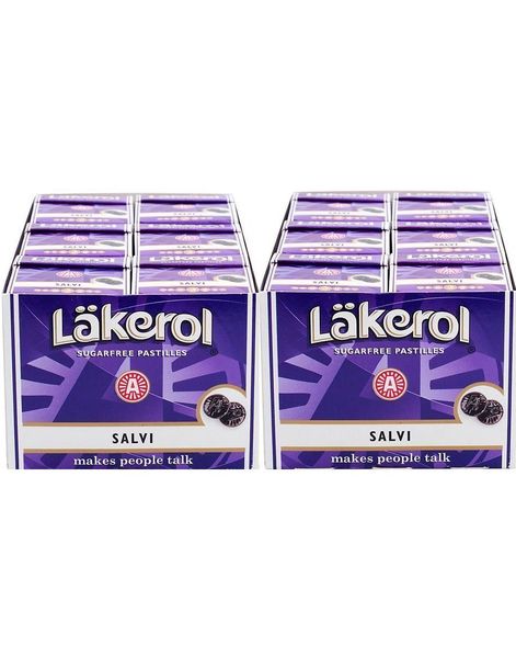 48 stk Läkerol Sugarfree Salvi / Sukkerfrie Pastiller med Salvi-smak - Hel Eske 1200 gram