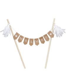 Mr & Mrs - Mini Banner Kakepynt/Kaketopper - Rustic Country