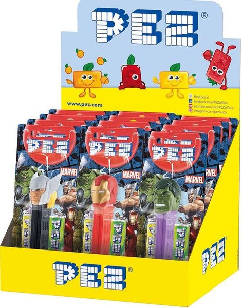 12 st Marvel Avengers Assorterede Pez-Holdere med 2 st Pez Pakker - Hel Låda