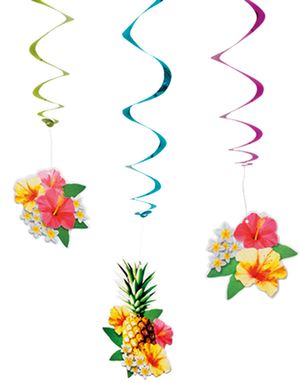 3 stk Hängande Dekorationer 60 cm - Hawaii Paradis