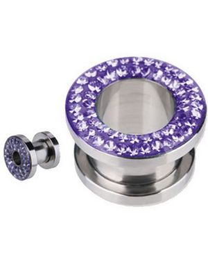Piercing Tunnel med Lila Stenar