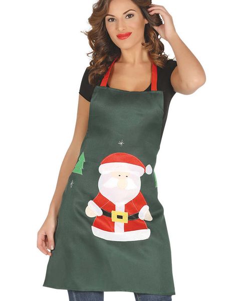Grönt Förkläde med Jultomte-Motiv
