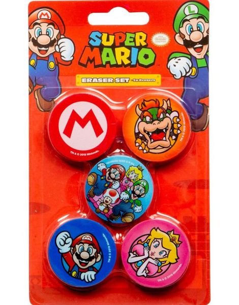 5 stk Viskelær - Super Mario