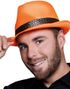 Neon Orange Fedorahatt Pyntad med Band