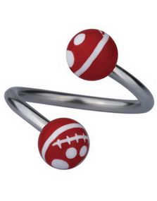 Ögonbrynspiercing med Jack Skellington-huvud - Röd/Vit - 1.2 x 10 mm