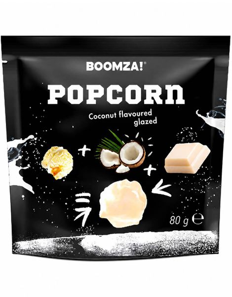 Boomza! Karamellisert Popcorn med Hvit Sjokolade og Kokos 90 gram