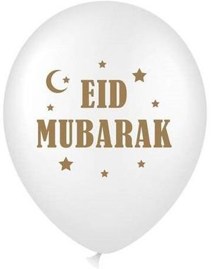 6 stk Eid Mubarak Ballonger 30 cm