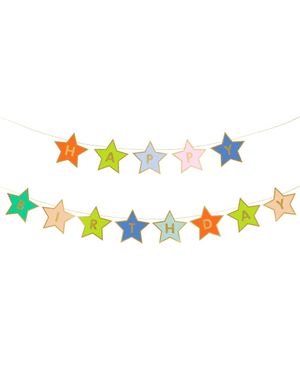 Fargerik Stjerneformet Happy Birthday Girlander 260x16.5 cm