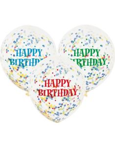 6 stk 30 cm Happy Birthday Flerfärgade Konfettiballonger